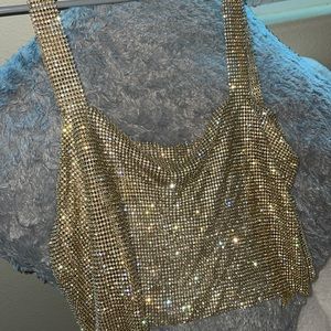Gold rhinestone crop top
